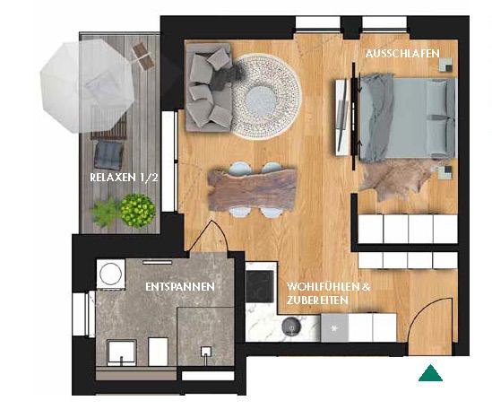 Etagenwohnung Markkleeberg - 2 Zimmer, 44 m&sup2;, 866&euro; | Angebot:25729572