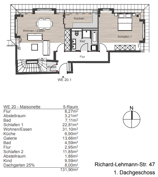 Etagenwohnung Leipzig Südvorstadt - 5 Zimmer, 131 m&sup2;, 748.400&euro; | Angebot:25999321