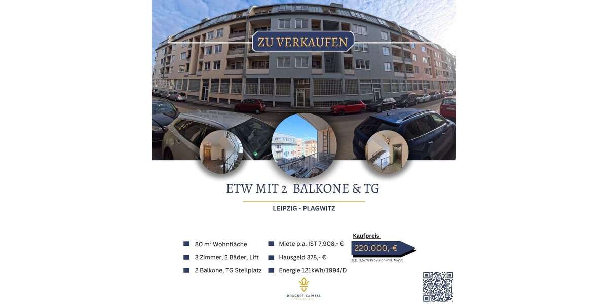 Etagenwohnung Leipzig Altwest - 3 Zimmer, 80 m&sup2;, 220.000&euro; | Angebot:25570268