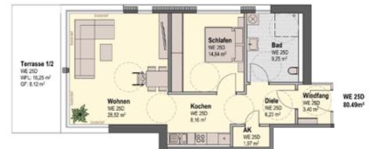 Etagenwohnung Leipzig Leutzsch - 2 Zimmer, 80 m&sup2;, 1.120&euro; | Angebot:25685809