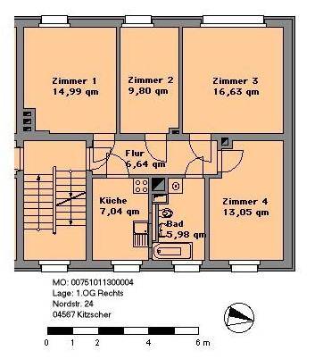 Etagenwohnung Kitzscher - 4 Zimmer, 74 m&sup2;, 460&euro; | Angebot:26291209