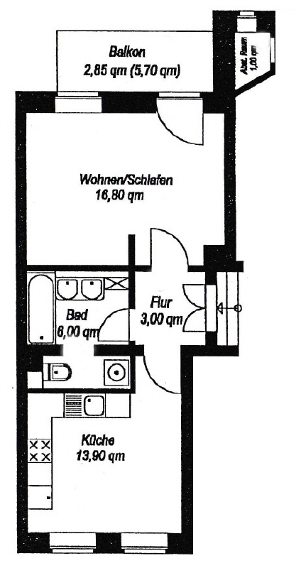CONNEWITZ + 1 RAUM WOHNUNG ZUM KAUF + ERDGESCHOSS + BALKON + PARKETT 1 zimmer