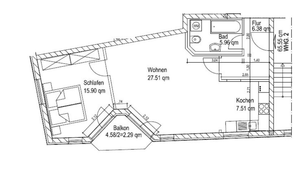 Etagenwohnung Leipzig Mitte - 2 Zimmer, 66 m&sup2;, 688&euro; | Angebot:25327320