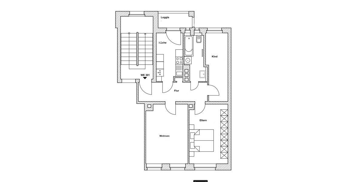Etagenwohnung Leipzig Nordost - 2.5 Zimmer, 65 m&sup2;, 585&euro; | Angebot:26344455