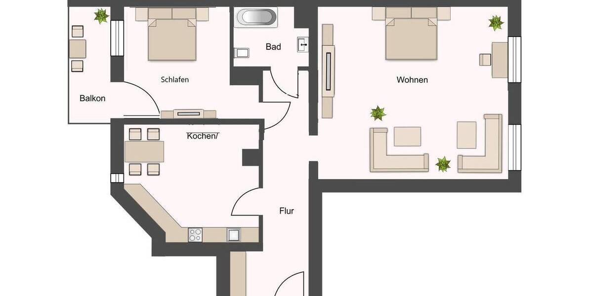 Etagenwohnung Leipzig Gohlis-Süd - 2 Zimmer, 67 m&sup2;, 807&euro; | Angebot:26885986