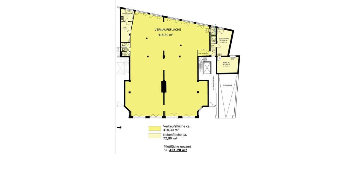 Große Ladenfläche direkt auf der beliebten 