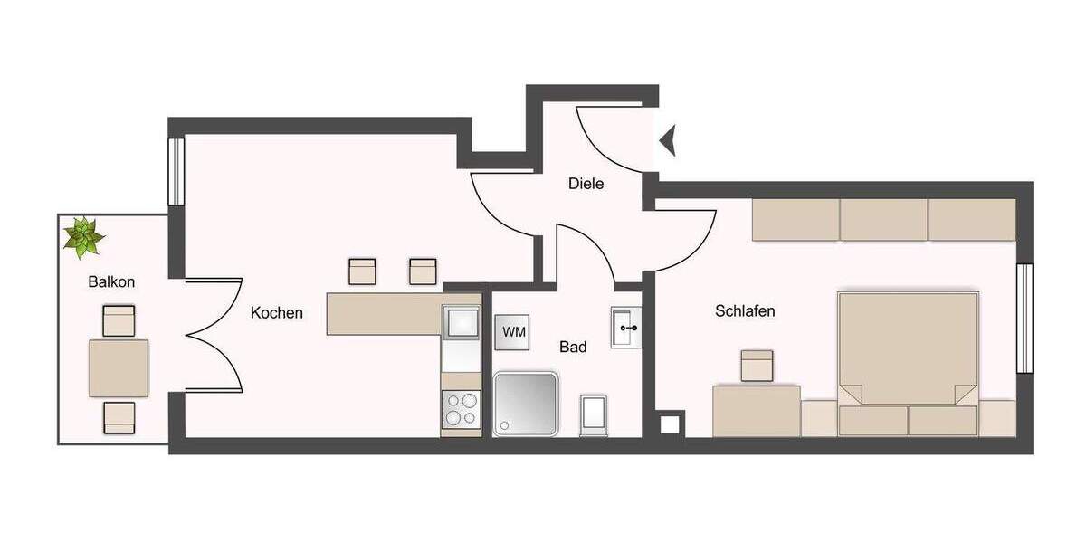Etagenwohnung Leipzig Zentrum-Südost - 2 Zimmer, 44 m&sup2;, 149.000&euro; | Angebot:25676267