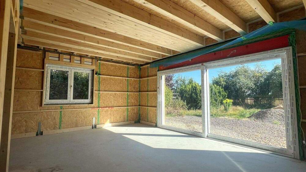 Ruhe mit Blick über Felder: Exklusives wohngesundes Plusenergie-Doppelhaus, S-Bahn fußläufig 6 zimmer