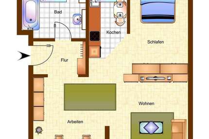 Wohnung Leipzig Süd - 1 Zimmer, 40 m&sup2;, 146.000&euro; | Angebot:26818509