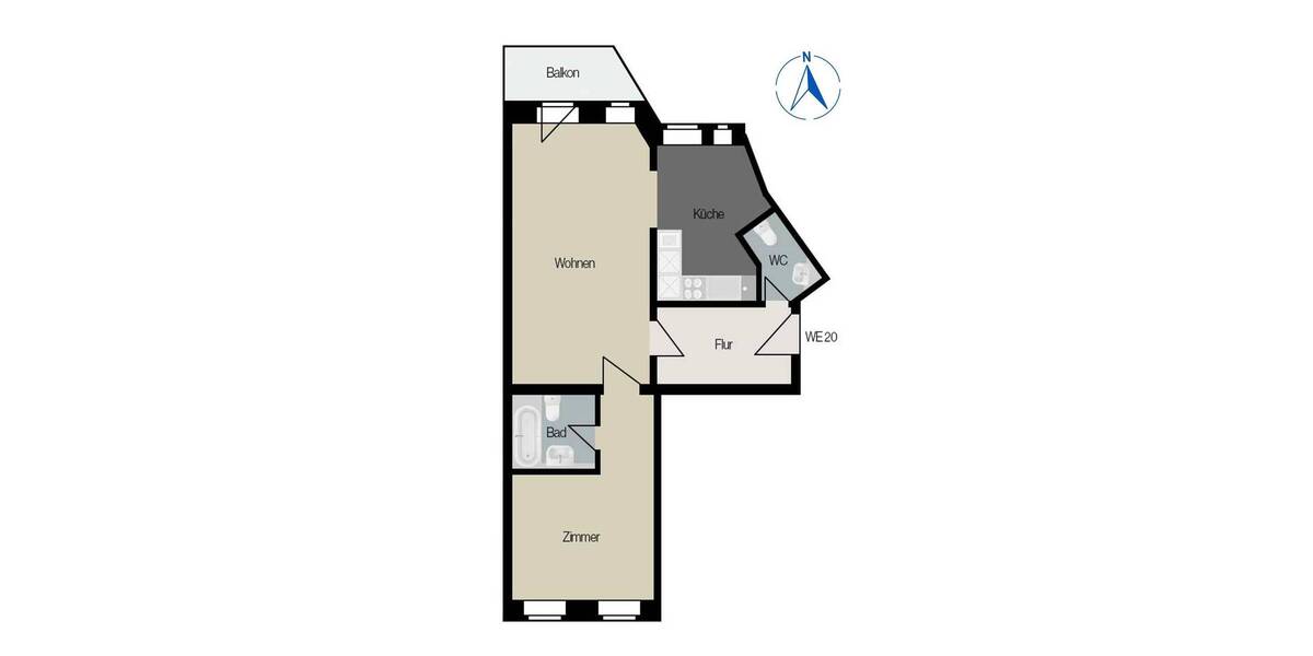 Etagenwohnung Leipzig Zentrum-Süd - 2 Zimmer, 69 m&sup2;, 200.000&euro; | Angebot:26487011