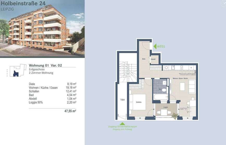 Ruhig und wassernah Wohnen in Schleußig: 2-Raum-Wohnung mit HWR + Loggia in stilvollem Neubauprojekt 2 zimmer