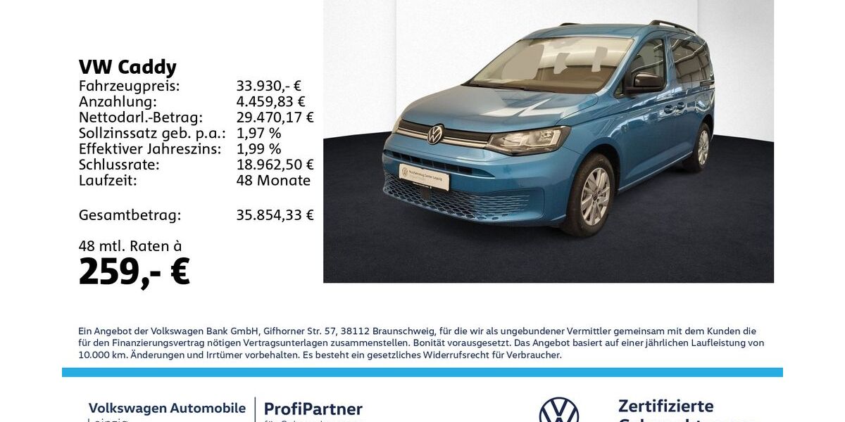 VW Caddy 11.360 km 33.930 &euro; Leipzig 04178