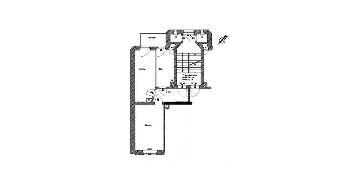 Etagenwohnung Leipzig Nordost - 1 Zimmer, 46 m&sup2;, 416&euro; | Angebot:25628124