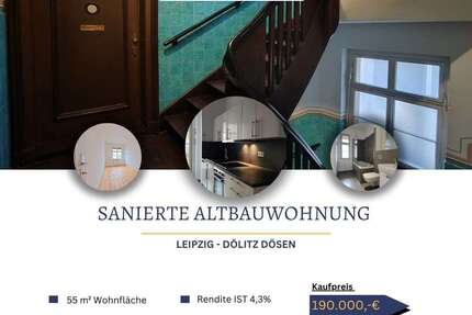 Wohnung Leipzig / Dölitz-Dösen Dösen - 2 Zimmer, 55 m&sup2;, 190.000&euro; | Angebot:26562628