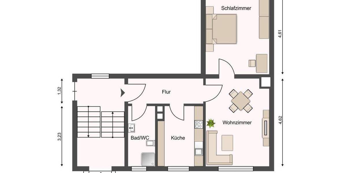 Etagenwohnung Leipzig Wahren - 2 Zimmer, 49 m&sup2;, 99.950&euro; | Angebot:26188298