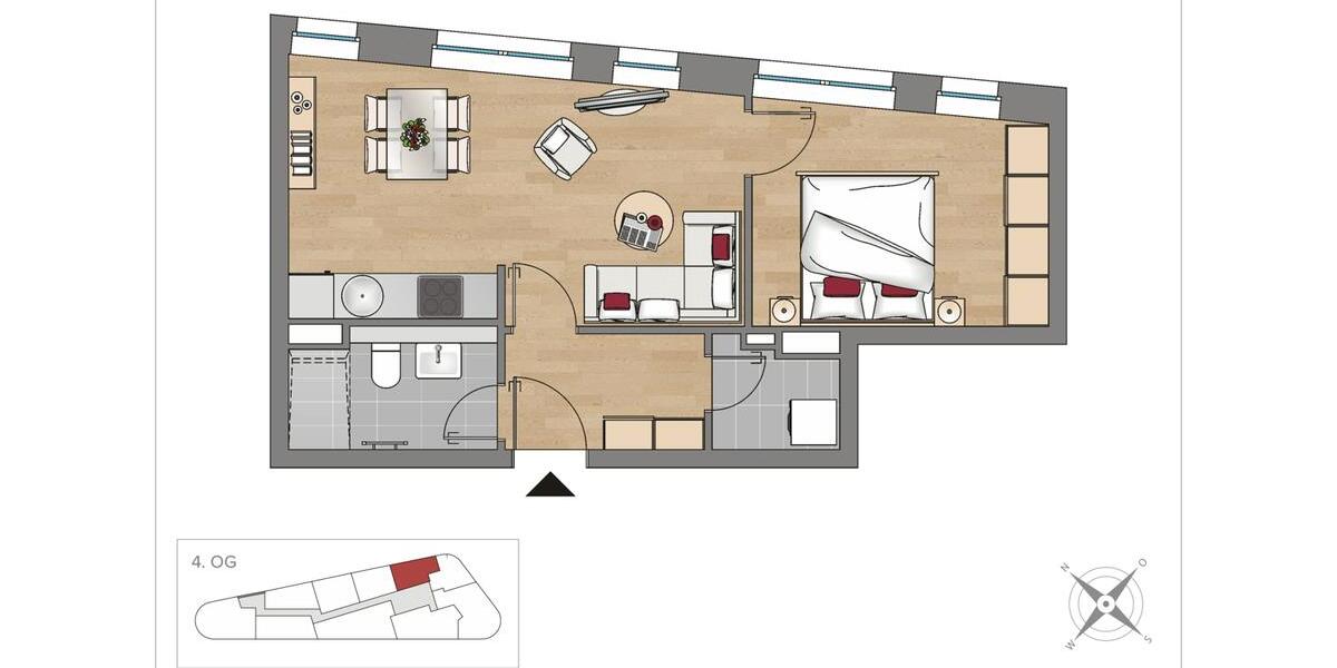 Dachgeschoßwohnung Leipzig Mitte - 2 Zimmer, 42 m&sup2;, 712&euro; | Angebot:26676990