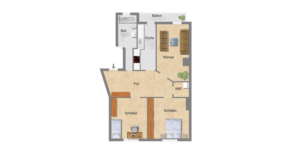 Etagenwohnung Leipzig Nord - 3 Zimmer, 76 m&sup2;, 1.099&euro; | Angebot:24762638