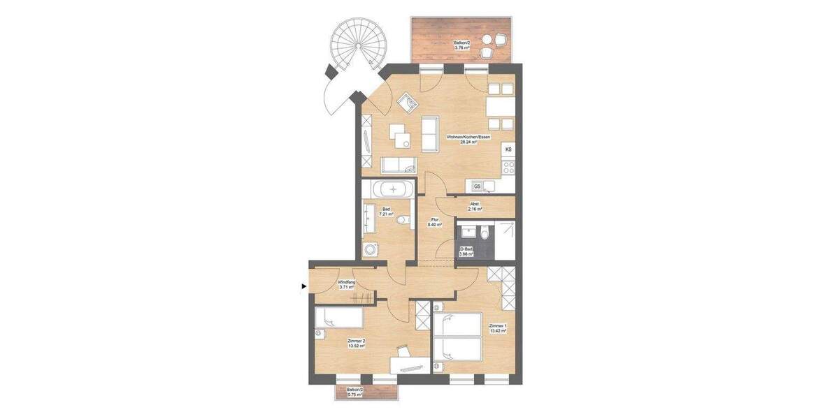 Etagenwohnung Leipzig Eutritzsch - 3 Zimmer, 85 m&sup2;, 510.000&euro; | Angebot:25684315