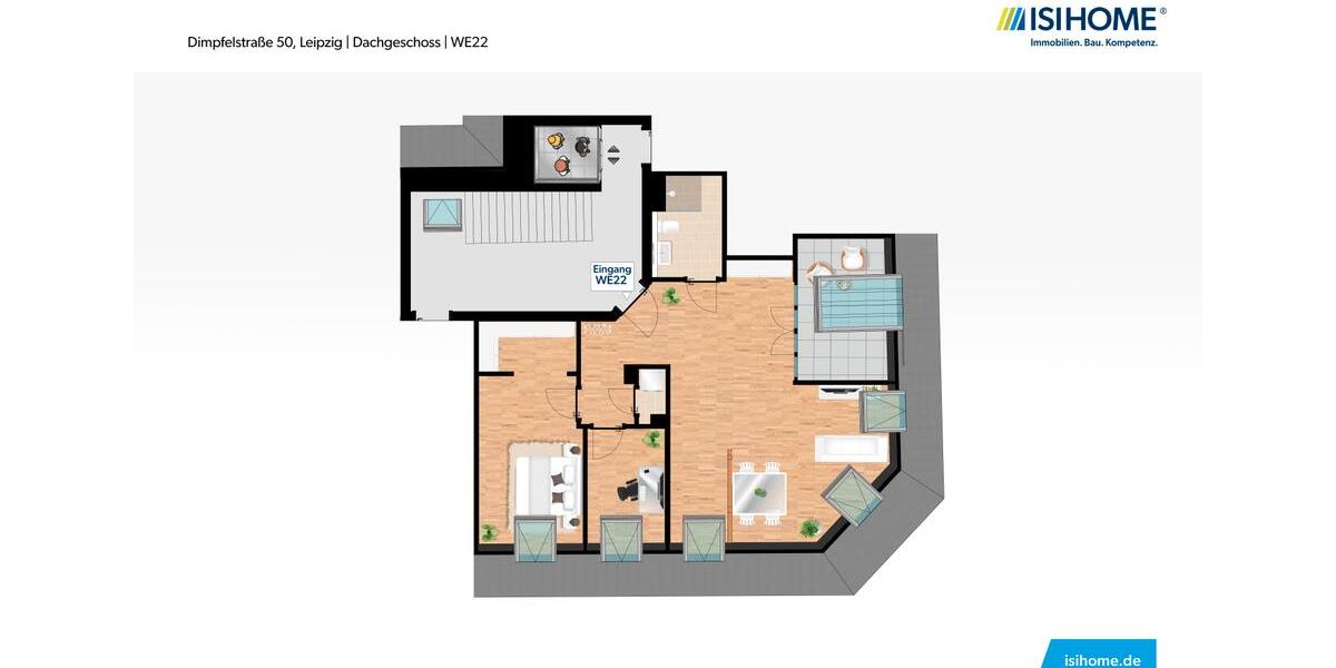 Dachgeschoßwohnung Leipzig Nordost - 3 Zimmer, 87 m&sup2;, 1.155&euro; | Angebot:25306532