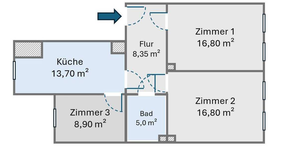 Etagenwohnung Leipzig Altlindenau - 3 Zimmer, 70 m&sup2;, 239.000&euro; | Angebot:26902809