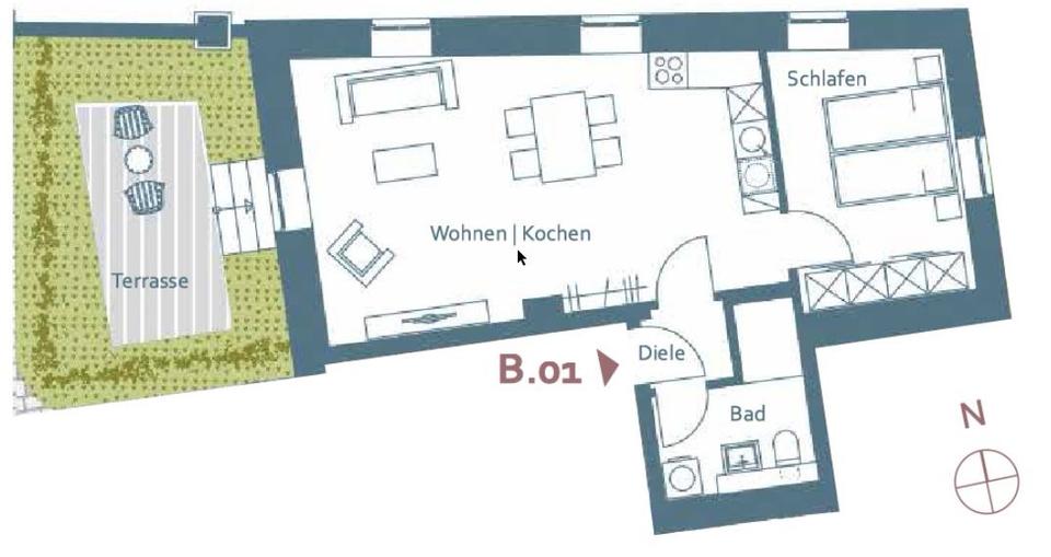 Terrassenwohnung Leipzig Südwest - 2 Zimmer, 58 m&sup2;, 830&euro; | Angebot:26679900