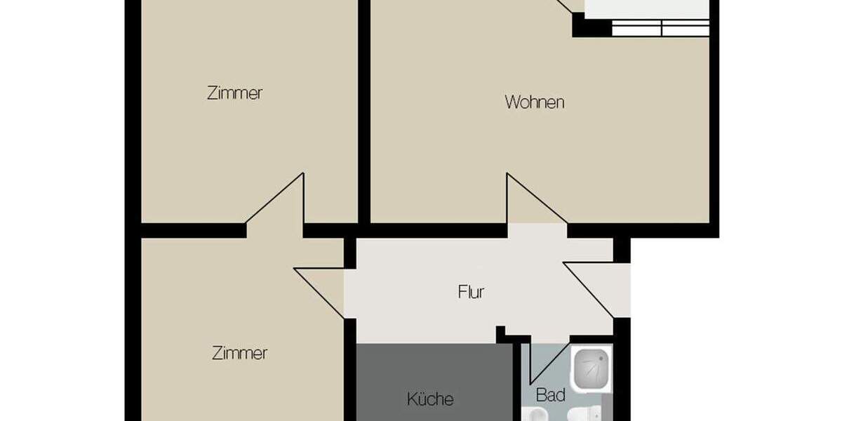 Etagenwohnung Zwenkau Kotzschbar - 3 Zimmer, 53 m&sup2;, 530&euro; | Angebot:25735028