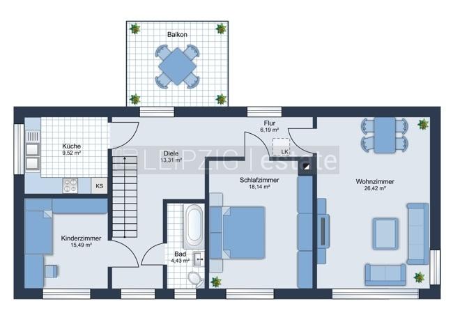 Etagenwohnung Lützen - 3 Zimmer, 110 m&sup2;, 695&euro; | Angebot:23767730