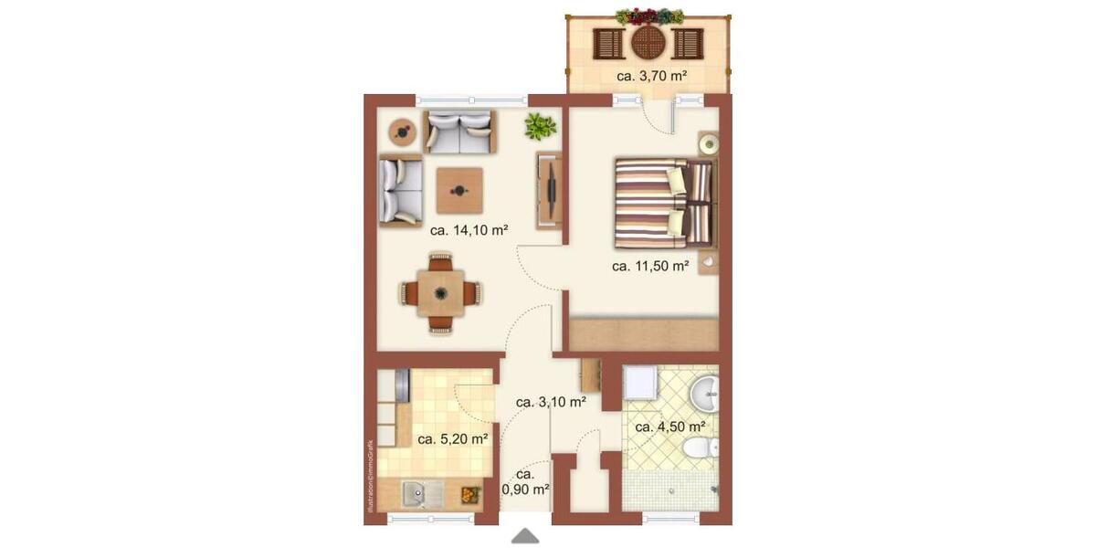 Etagenwohnung Bad Dürrenberg - 2 Zimmer, 41 m&sup2;, 188&euro; | Angebot:26675310
