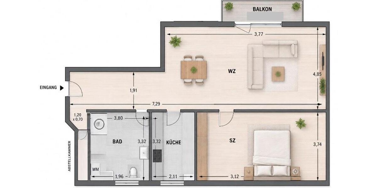 Hochparterre Kabelsketal - 2 Zimmer, 55 m&sup2;, 135.000&euro; | Angebot:27299582