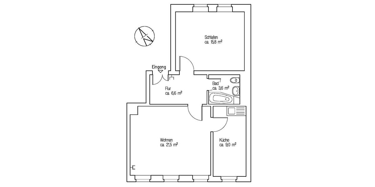 Etagenwohnung Leipzig Süd - 2 Zimmer, 59 m&sup2;, 708&euro; | Angebot:26635755