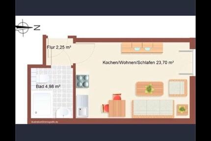 Wohnung Leipzig Süd - 1 Zimmer, 23 m&sup2;, 480&euro; | Angebot:27600281