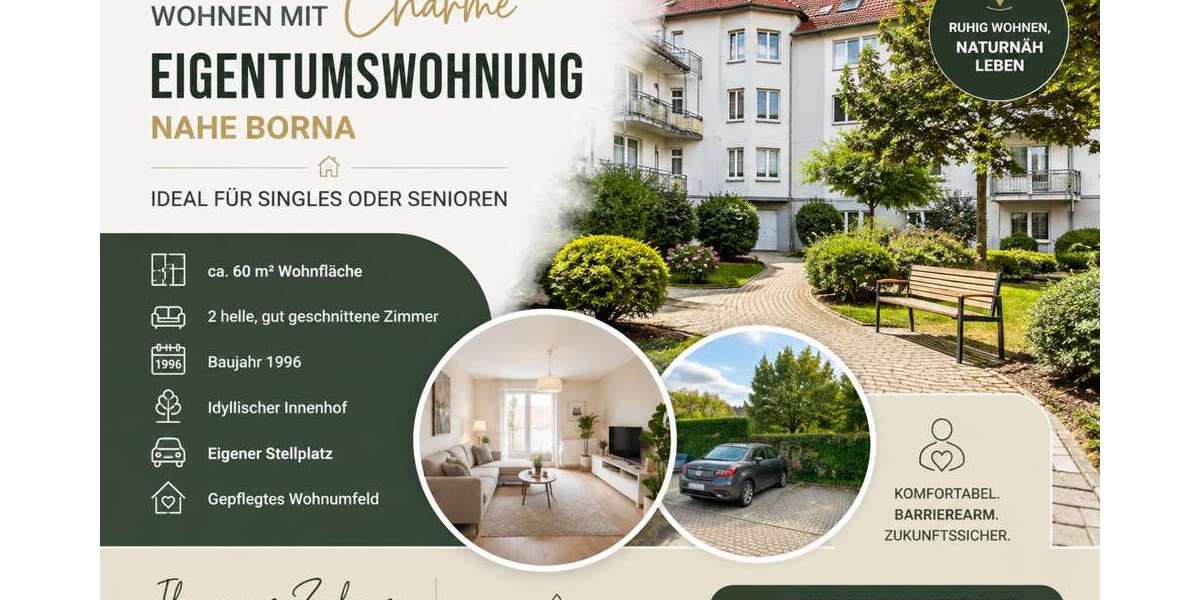 Etagenwohnung Borna - 2 Zimmer, 60 m&sup2;, 84.900&euro; | Angebot:27200382
