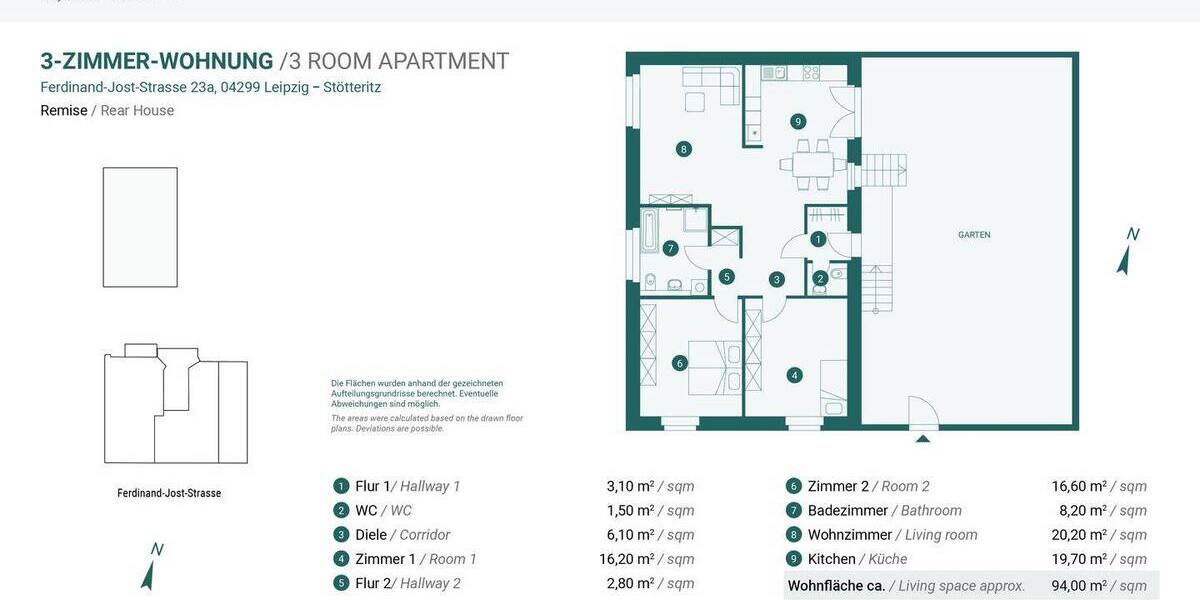 Etagenwohnung Leipzig Stötteritz - 3 Zimmer, 94 m&sup2;, 411.000&euro; | Angebot:26818504