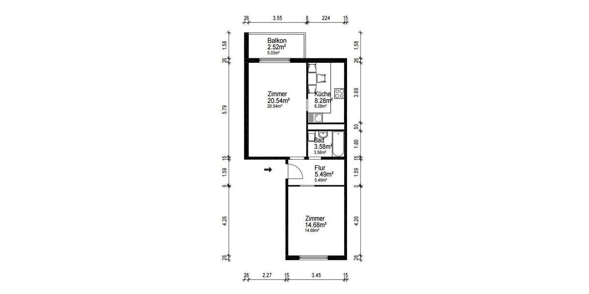 Etagenwohnung Leipzig Lausen-Grünau - 2 Zimmer, 56 m&sup2;, 550&euro; | Angebot:26490338
