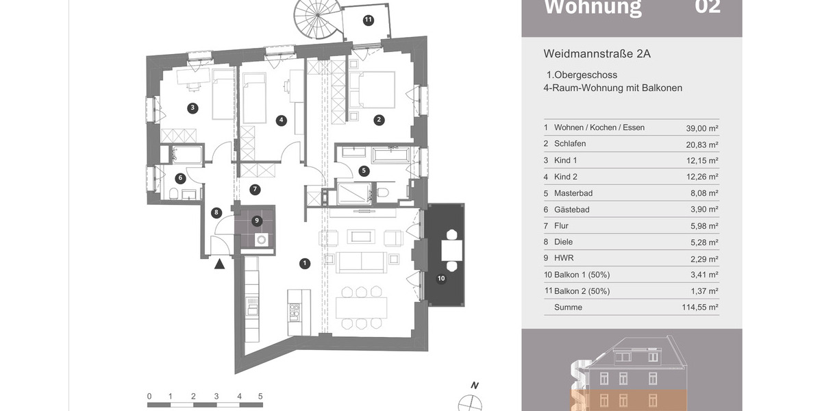 Etagenwohnung Leipzig Neustadt-Neuschönefeld - 4 Zimmer, 114 m&sup2;, 630.000&euro; | Angebot:26273761