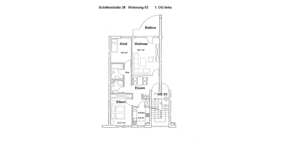 Etagenwohnung Wurzen - 3 Zimmer, 76 m&sup2;, 479&euro; | Angebot:24635070
