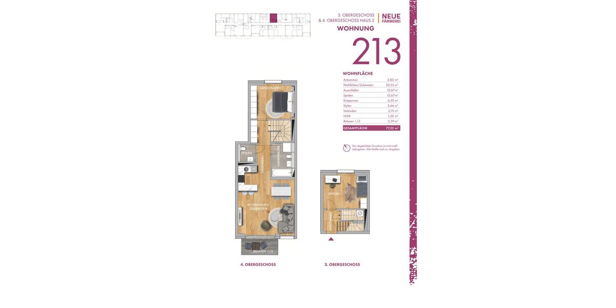 Maisonettenwohnung Leipzig Nordwest - 3 Zimmer, 77 m&sup2;, 1.508&euro; | Angebot:25916318