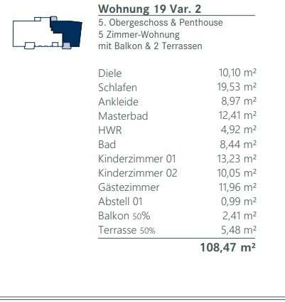 Über 190 m² große Penthouse-Wohnung in Bestlage ! 5 zimmer