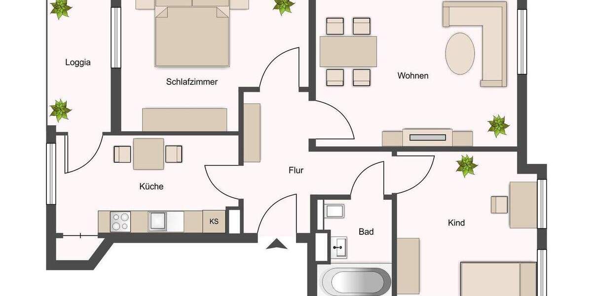 Etagenwohnung Leipzig Eutritzsch - 3 Zimmer, 57 m&sup2;, 169.000&euro; | Angebot:25896709