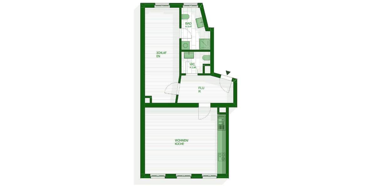 Etagenwohnung Leipzig Reudnitz-Thonberg - 2 Zimmer, 60 m&sup2;, 890&euro; | Angebot:25755911