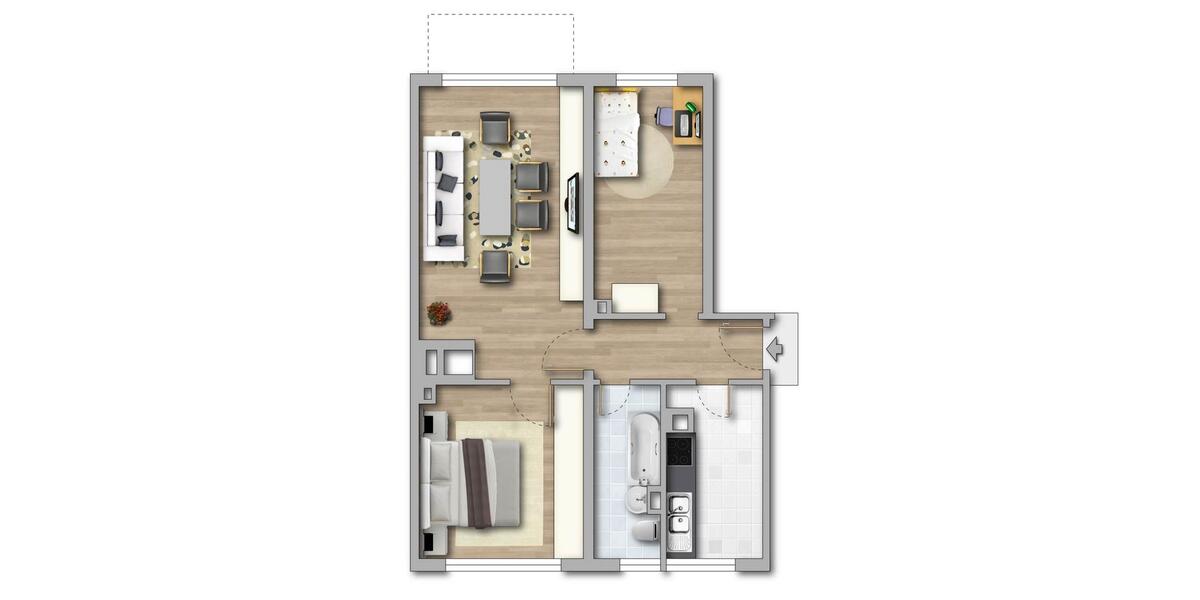 Erdgeschoßwohnung Borna - 3 Zimmer, 59 m&sup2;, 354&euro; | Angebot:26512227