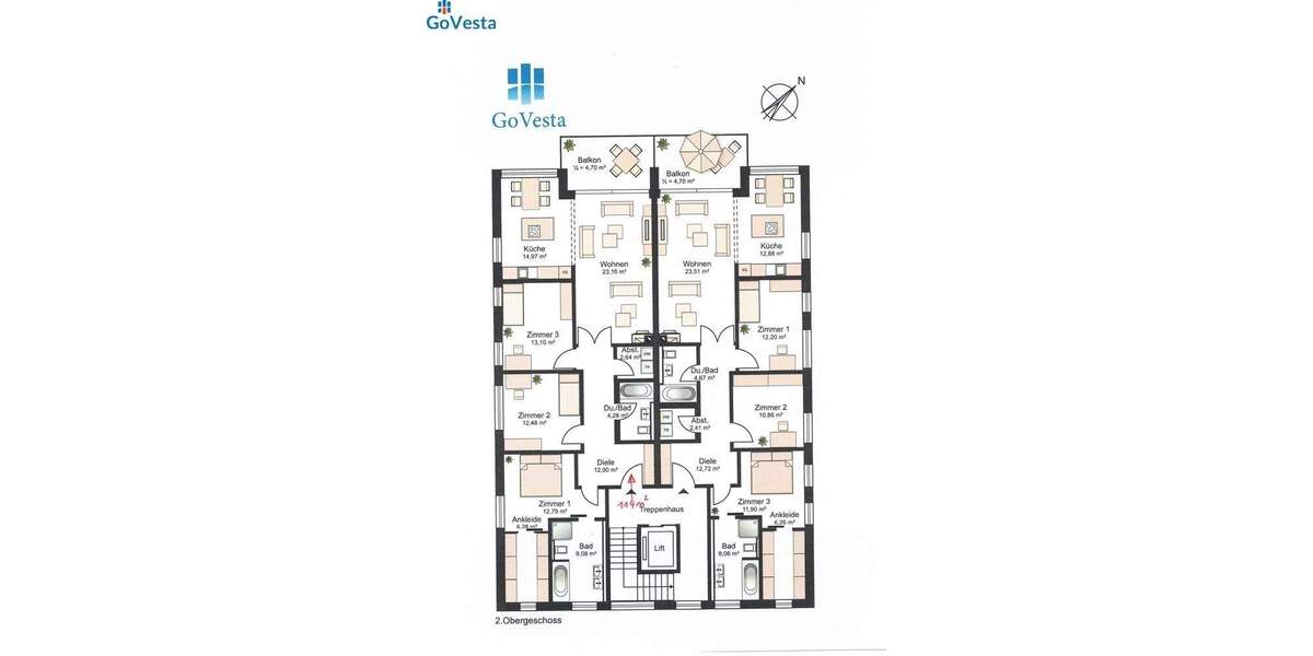 Etagenwohnung Leipzig Zentrum-West - 4 Zimmer, 114 m&sup2;, 2.114&euro; | Angebot:24990867