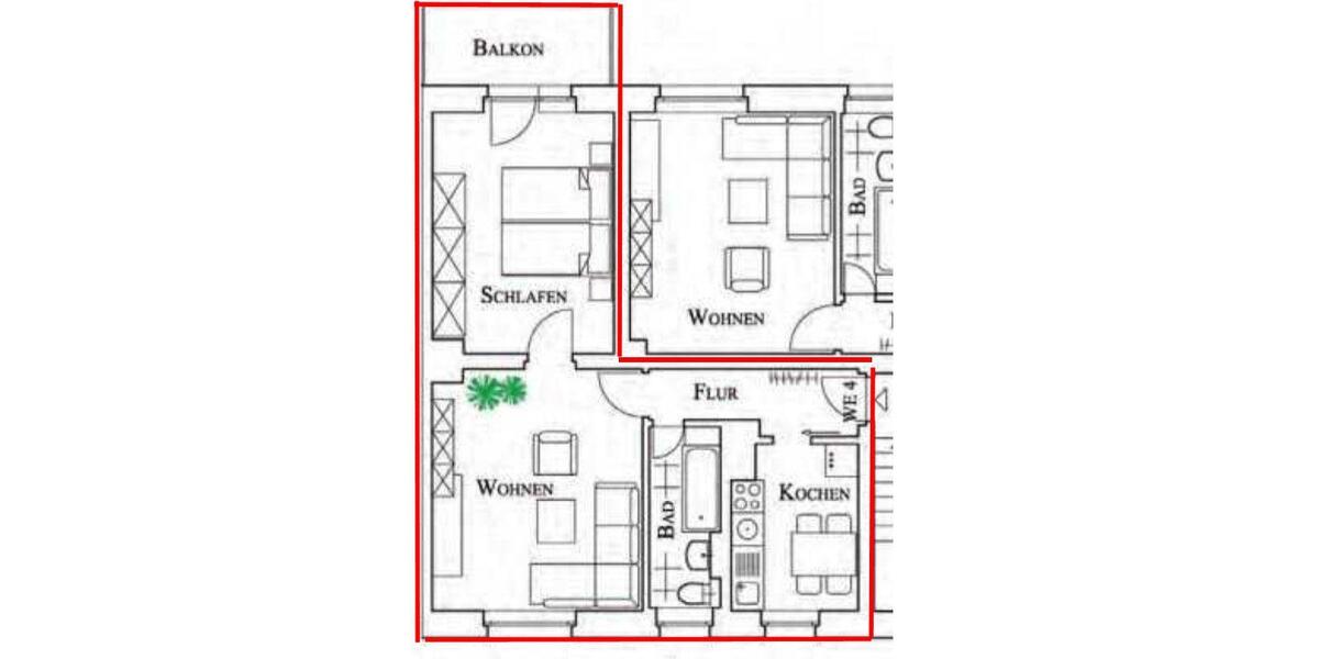 Etagenwohnung Zwenkau - 2 Zimmer, 51 m&sup2;, 99.950&euro; | Angebot:26123050