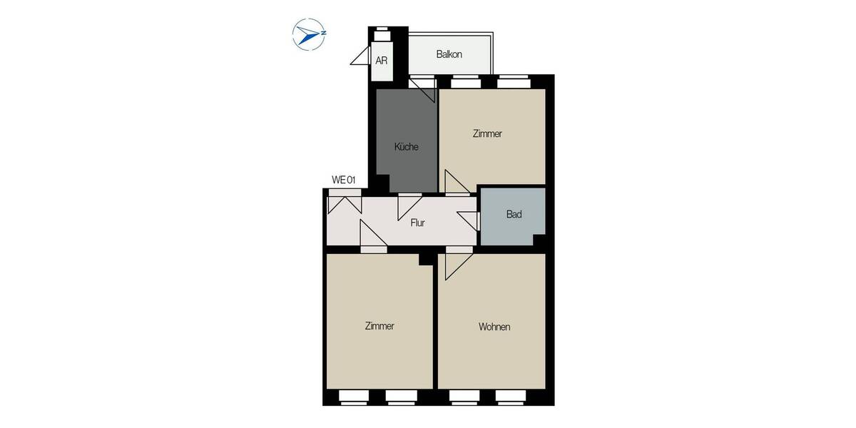 Etagenwohnung Leipzig Gohlis-Süd - 3 Zimmer, 75 m&sup2;, 250.000&euro; | Angebot:26472523