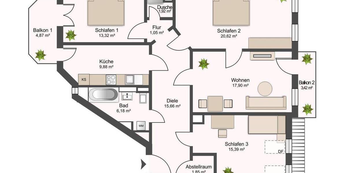 Familientraum am Brettschneiderpark - 4ZKB + 2 Balkone - Aufzug 4 zimmer