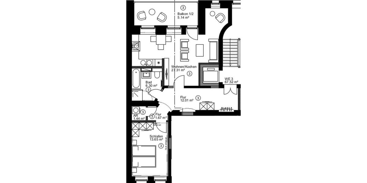 Etagenwohnung Leipzig Südost - 2 Zimmer, 68 m&sup2;, 750&euro; | Angebot:26679649