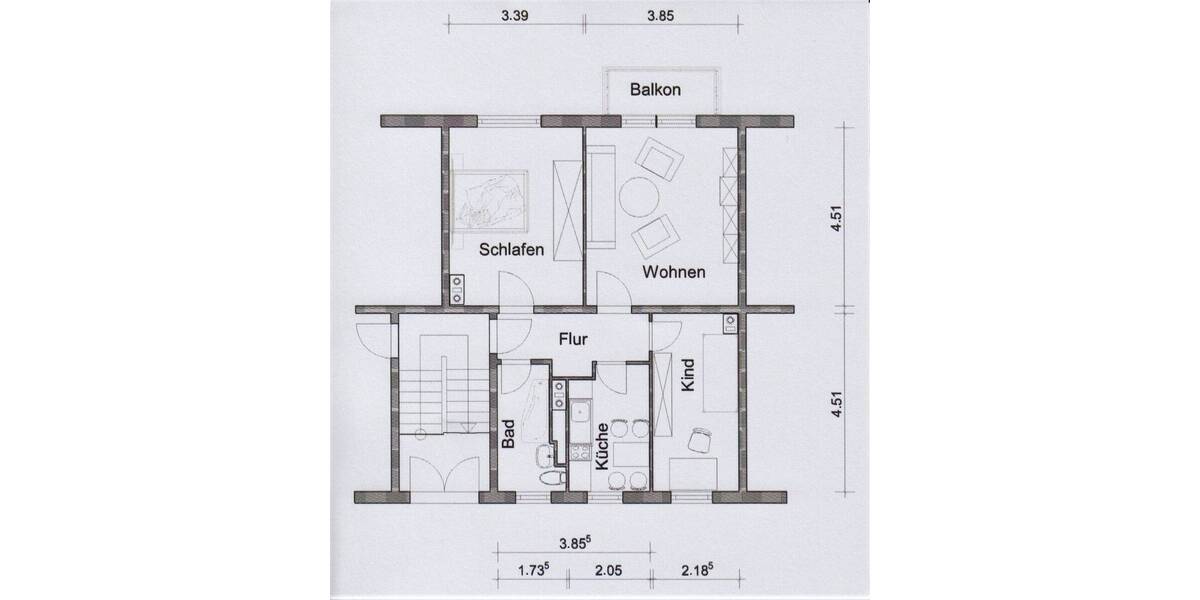 Etagenwohnung Borna - 2 Zimmer, 57 m&sup2;, 342&euro; | Angebot:26694527