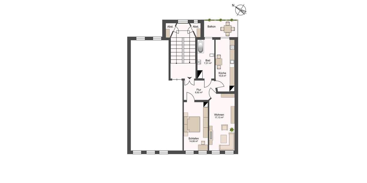 Etagenwohnung Leipzig Altlindenau - 2 Zimmer, 55 m&sup2;, 129.000&euro; | Angebot:25740161