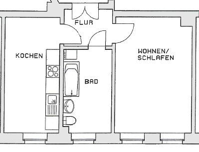 Etagenwohnung Leipzig Ost - 1.5 Zimmer, 41 m&sup2;, 99.500&euro; | Angebot:26985662