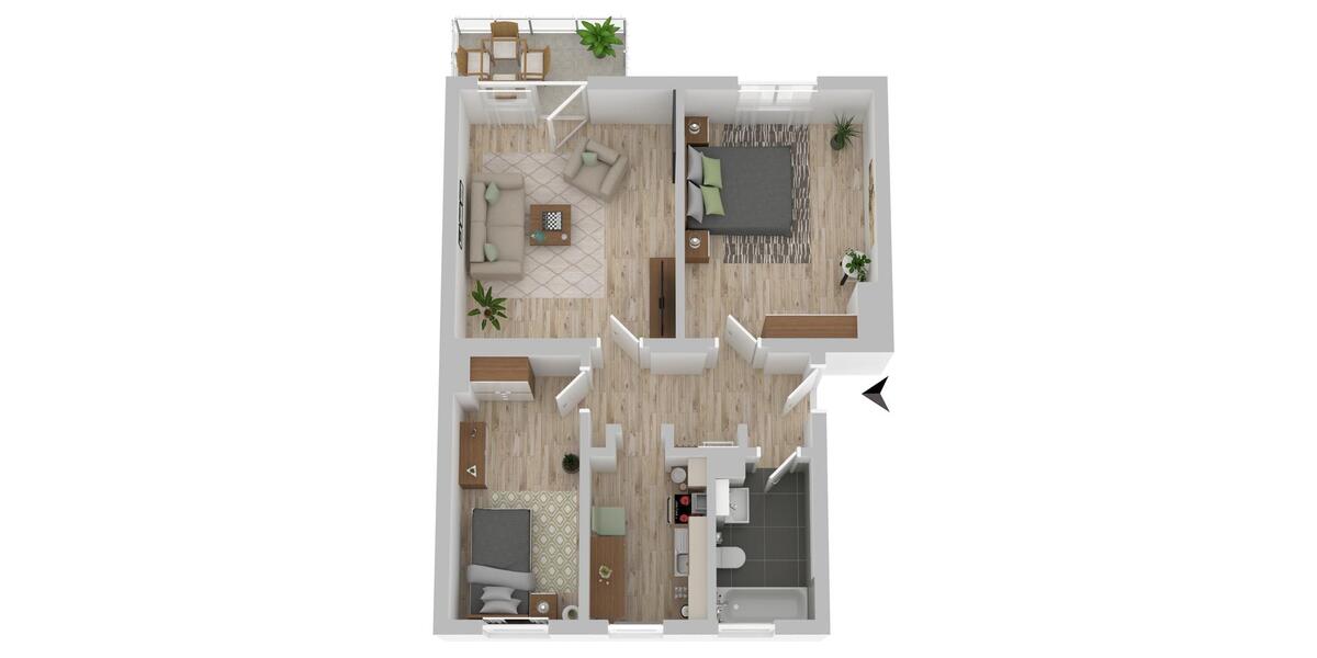 Etagenwohnung Groitzsch - 3 Zimmer, 59 m&sup2;, 446&euro; | Angebot:26424127